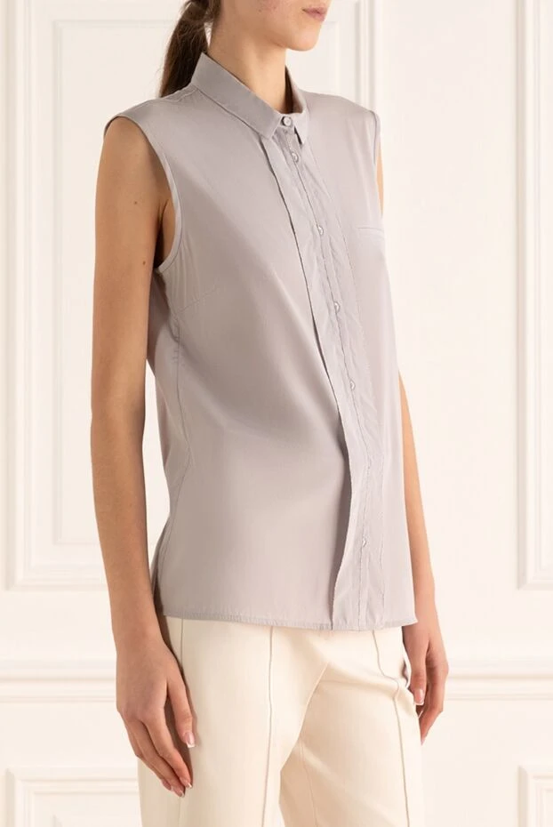 Peserico блуза женская с пуговицами и без рукавов серая 159625 - фото 3