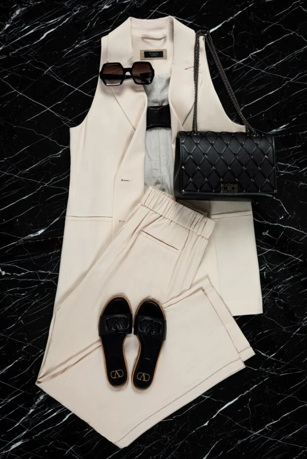 Peserico стильный костюм женский с жилетом из вискозы и прямыми брюками 159652 - фото 2