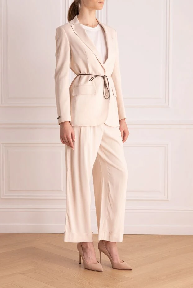 Peserico костюм брючный из вискозы и эластана бежевый женский 159656 - фото 3