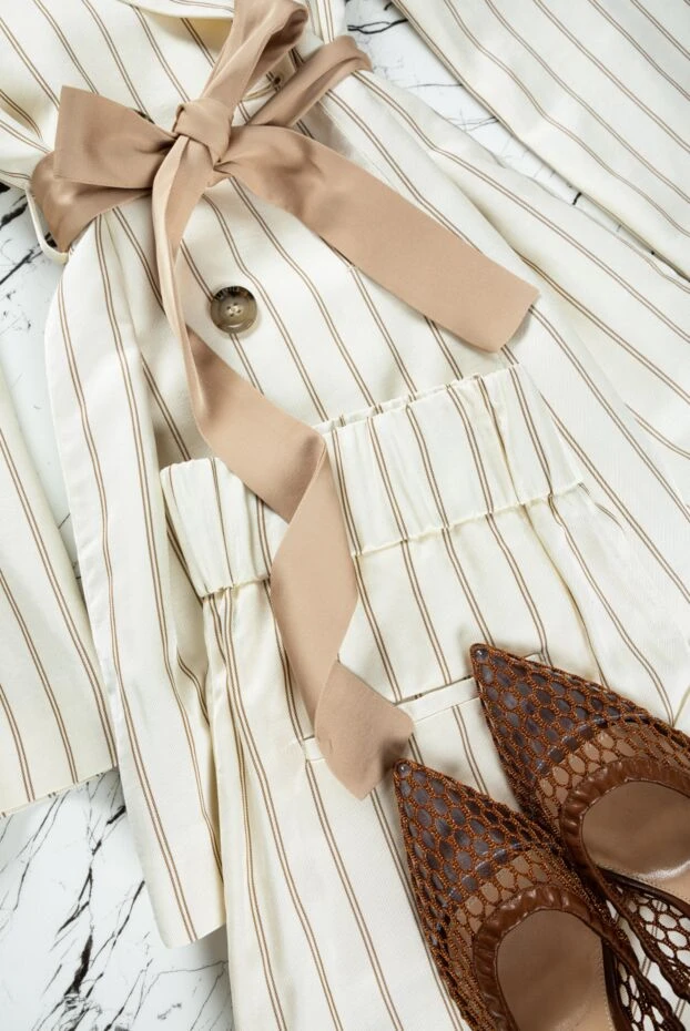 Peserico брючный костюм из вискозы и хлопка белый женский 159663 - фото 3