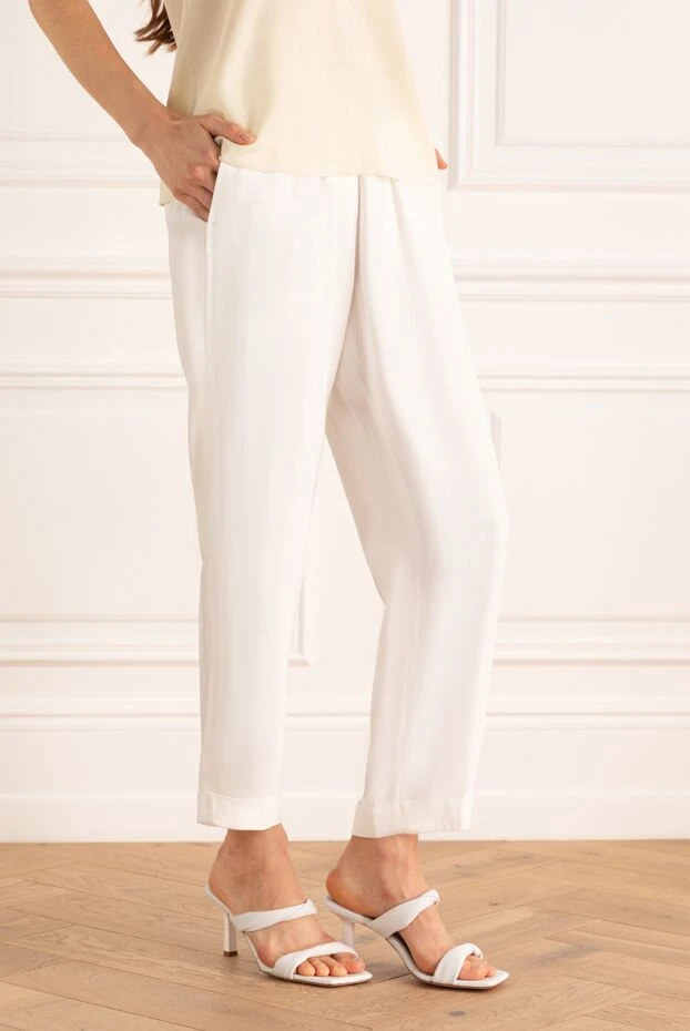 Peserico ақ әйелдер шалбарлары резинкамен. 159674 - фото 3