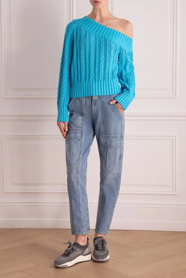 MSGM woman blue cotton jumper for women купить с ценами и фото 159680 - photo 2