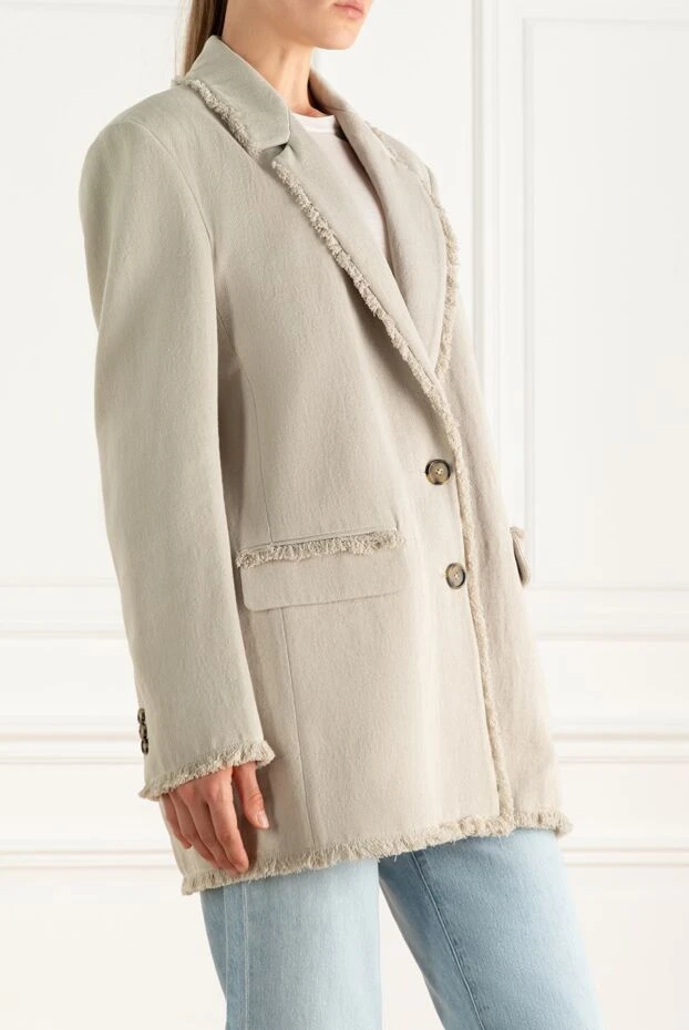 MSGM жакет из хлопка и льна бежевый женский 159687 - фото 3