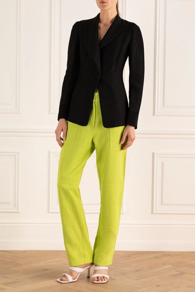 MSGM woman green cotton and linen jeans for women купить с ценами и фото 159688 - photo 2