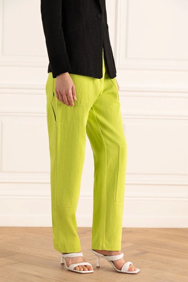 MSGM джинсы из хлопка и льна зеленые женские 159688 - фото 3