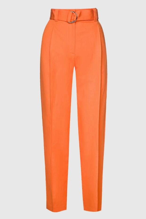 MSGM woman orange cotton and linen trousers for women купить с ценами и фото 159689 - photo 1