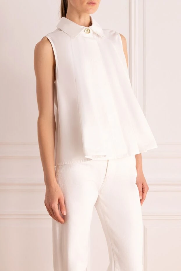 Max&Moi блуза женская хлопковая с позолоченными пуговицами белая 159708 - фото 3