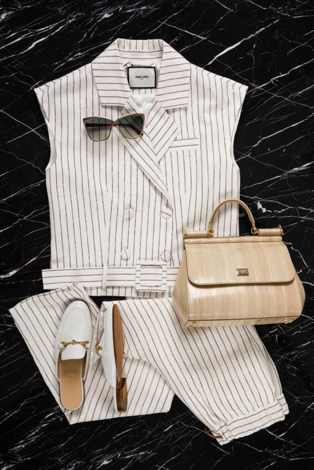 Max&Moi suit with double-breasted waistcoat and straight trousers made of viscose and linen
 159709 - photo 2