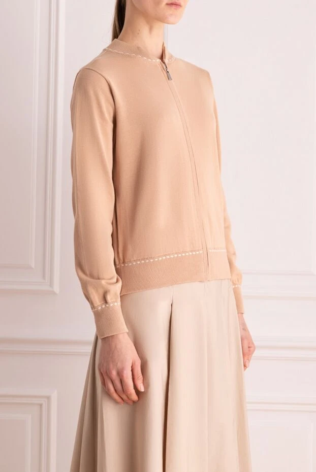 Max&Moi джемпер на молнии из тонкой шерсти с вышивкой и пальмой на спинке
 159718 - фото 3