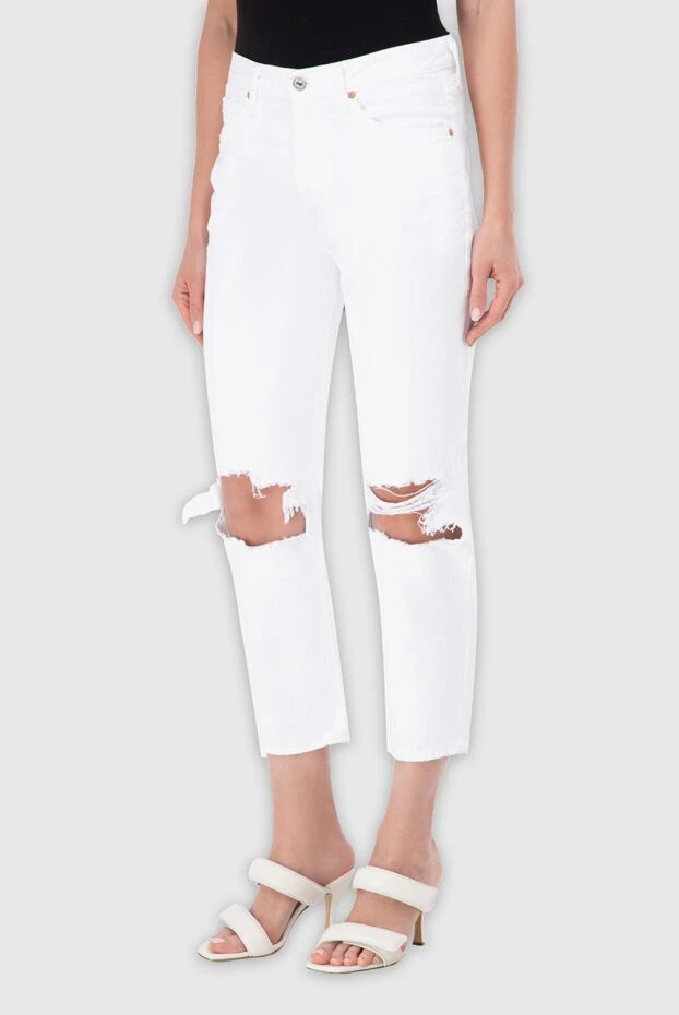 Citizens of Humanity женские джинсы белые хлопковые с разрезами 159736 - фото 3