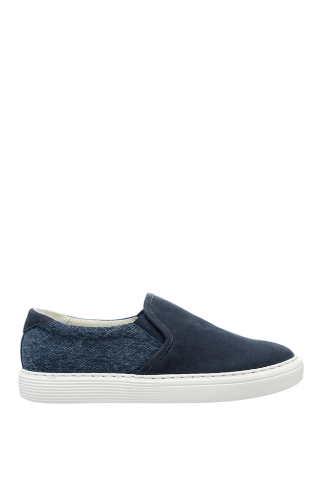 Brunello Cucinelli man slip-ons in nubuck and textile blue for men купить с ценами и фото 159752 - photo 1