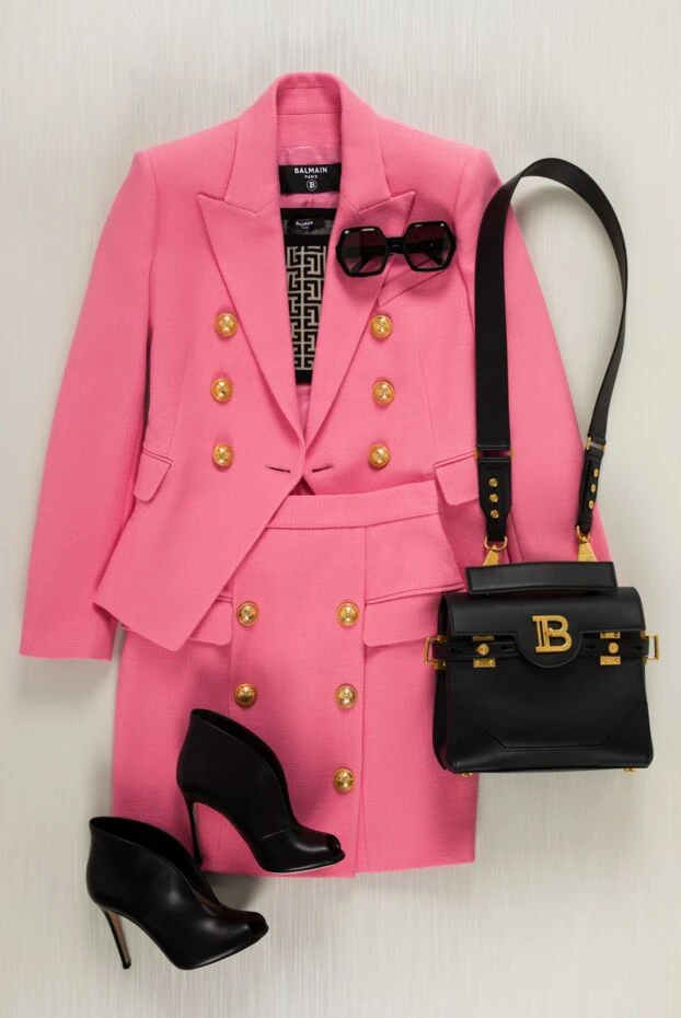 Balmain костюм с юбкой из хлопка розовый женский с юбкой 159796 - фото 2