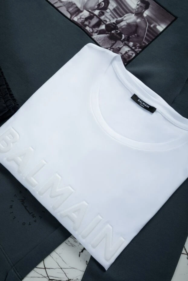 Balmain 3d бренді бар матадан жасалған ақ түсті футболка
 159804 - фото 3