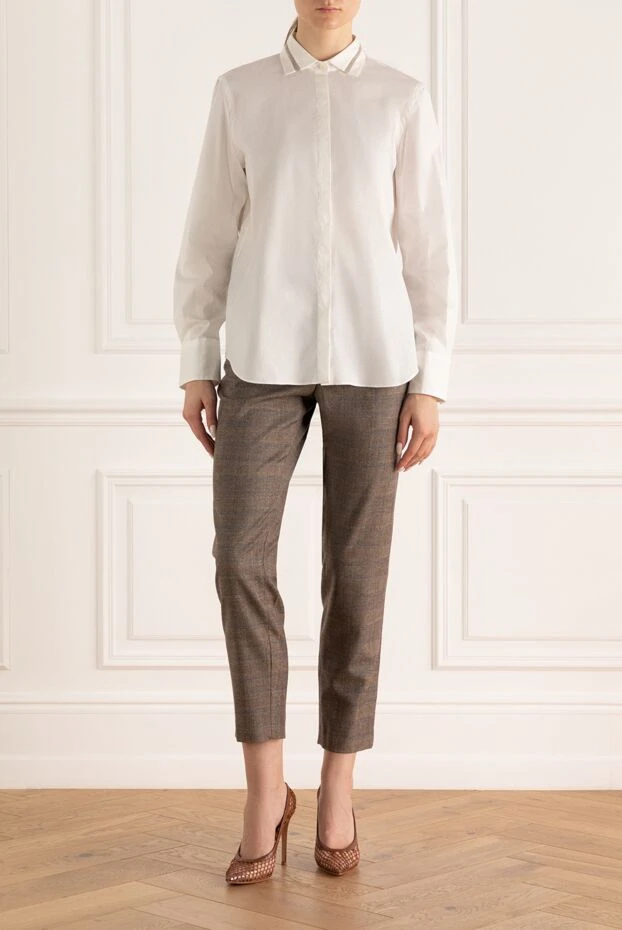 Brunello Cucinelli woman white cotton and polyamide shirt for women купить с ценами и фото 159854 - photo 2