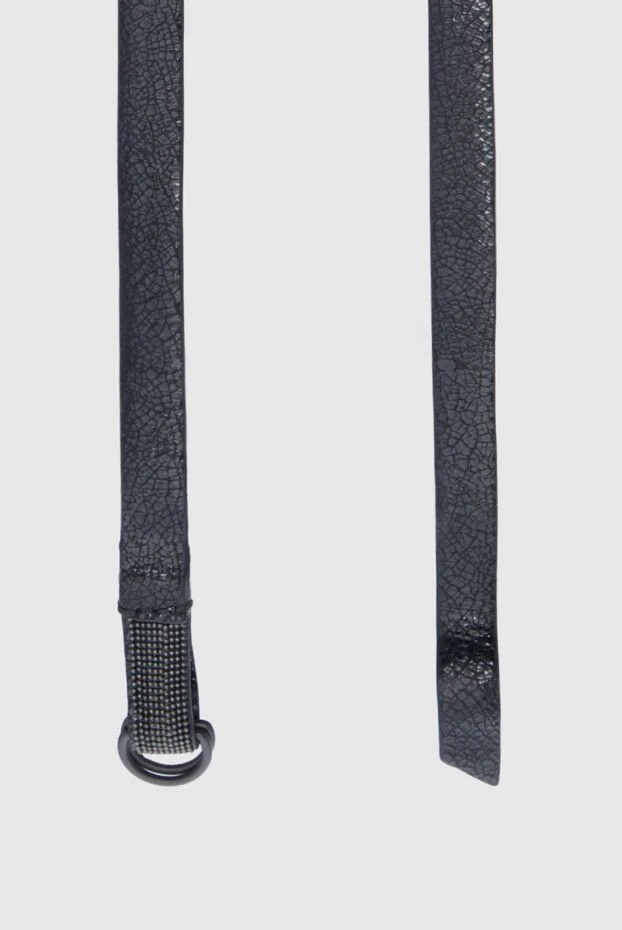 Brunello Cucinelli women's narrow black belt made of textured leather 159857 - photo 3