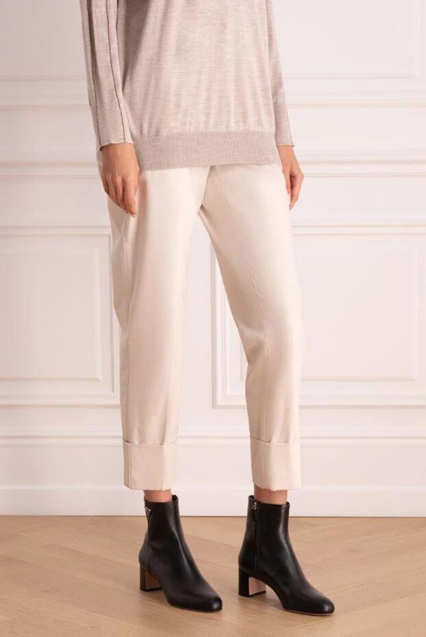 Brunello Cucinelli белые брюки женские укороченные 159861 - фото 3