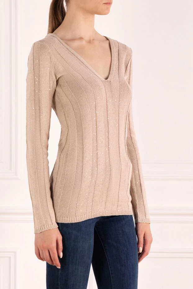 Brunello Cucinelli ribbed jumper with sequins and a v-neck 159862 - photo 3