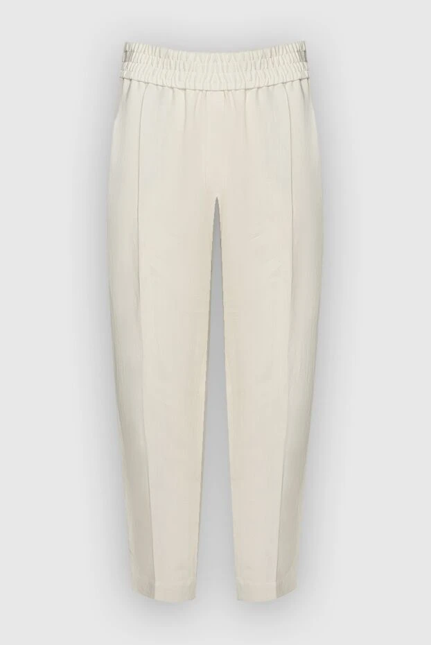 Brunello Cucinelli woman white viscose and linen trousers for women купить с ценами и фото 159865 - photo 1