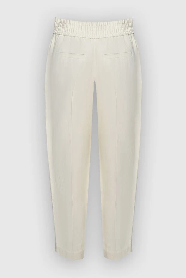 Brunello Cucinelli woman white viscose and linen trousers for women купить с ценами и фото 159865 - photo 2