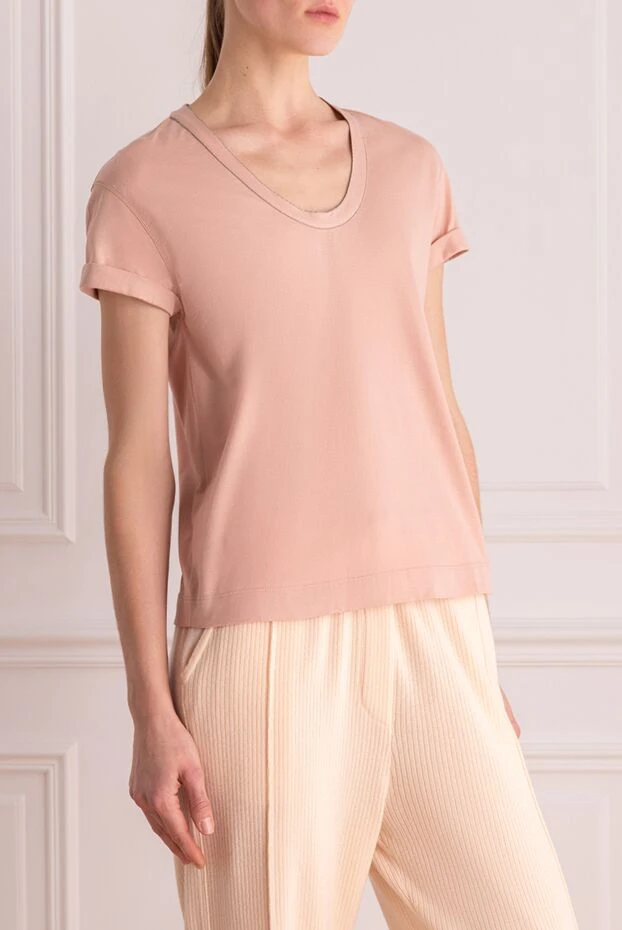 Brunello Cucinelli футболка из хлопка розовая с расслабленным кроем 195613 - photo 3