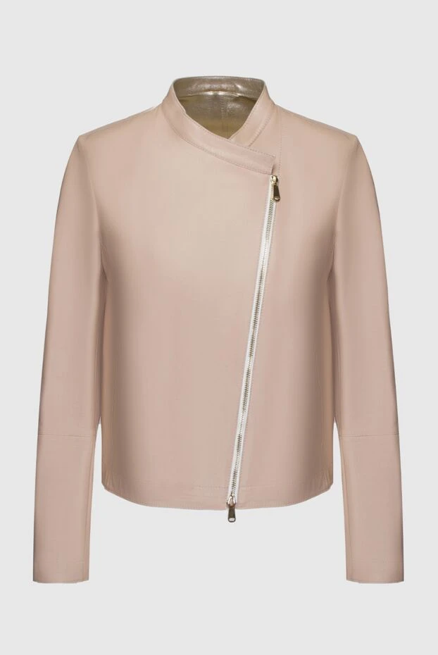 Brunello Cucinelli woman women's beige leather jacket купить с ценами и фото 159924 - photo 1