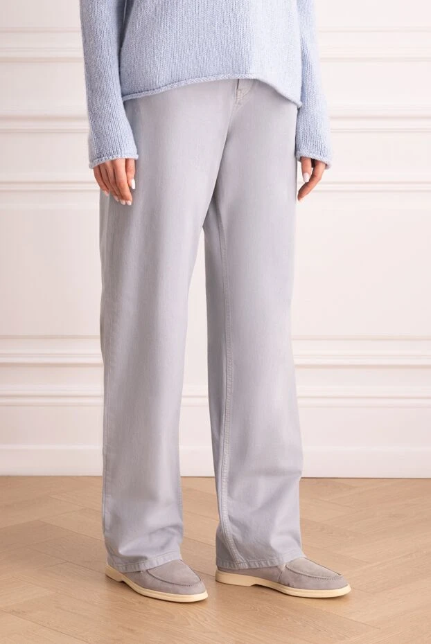 Brunello Cucinelli джинсы прямого кроя светло-голубого цвета из хлопка  159926 - фото 3