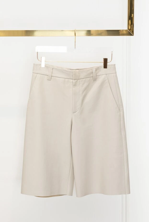 Brunello Cucinelli шорты из кожи серые женские 159928 - фото 3