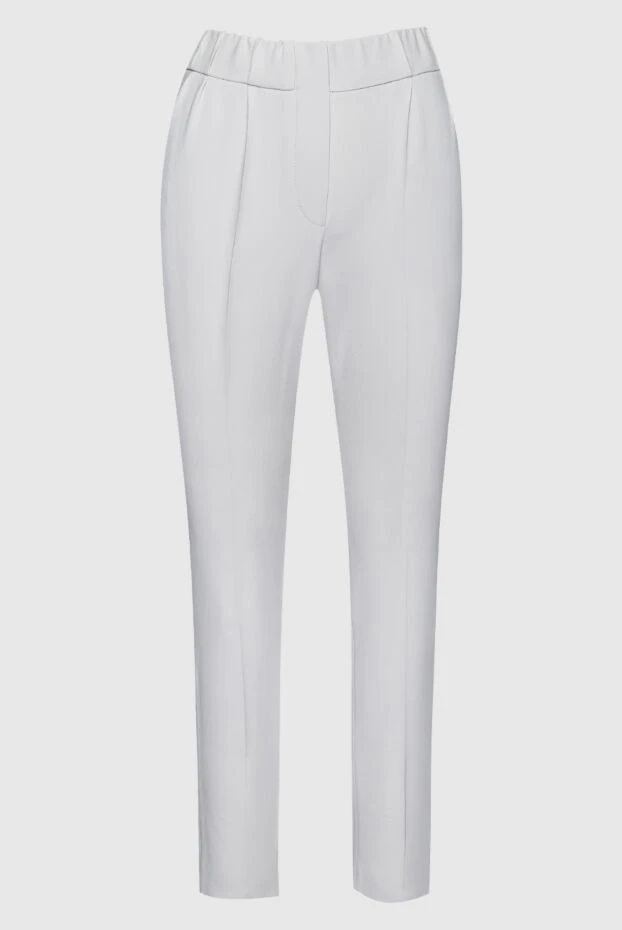 Brunello Cucinelli woman white acrylic and silk trousers for women купить с ценами и фото 159933 - photo 1