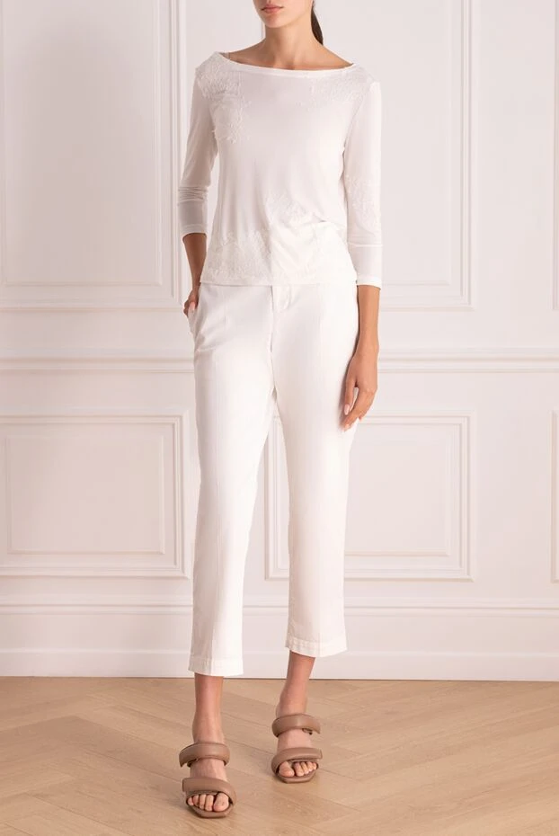 Brunello Cucinelli woman white cotton trousers for women купить с ценами и фото 159939 - photo 2