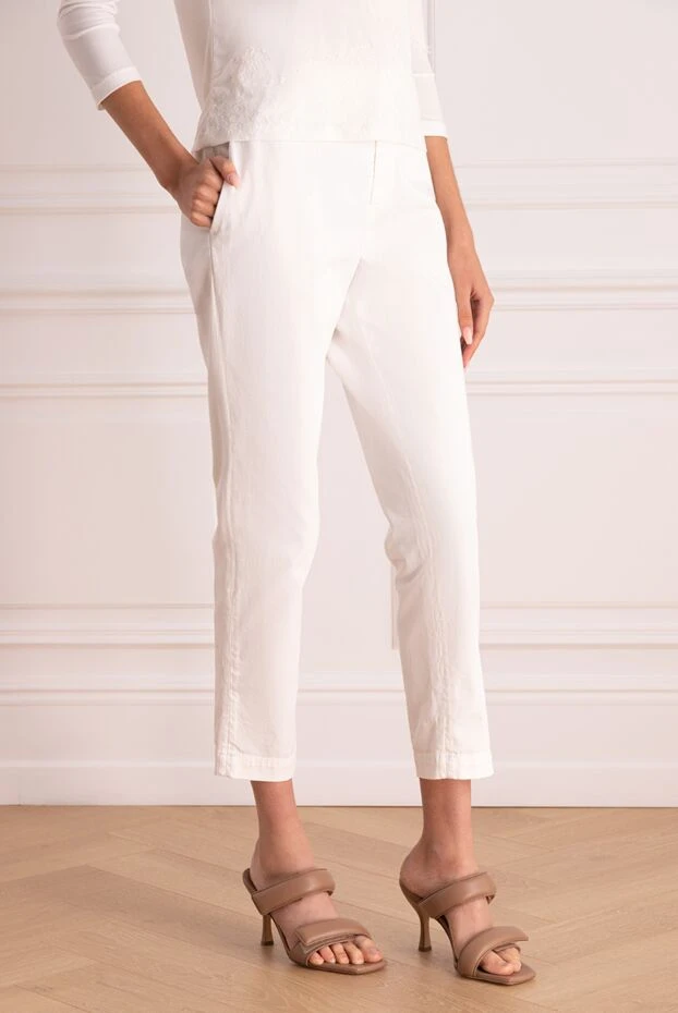 Brunello Cucinelli женские брюки стильные укороченные белые 159939 - фото 3