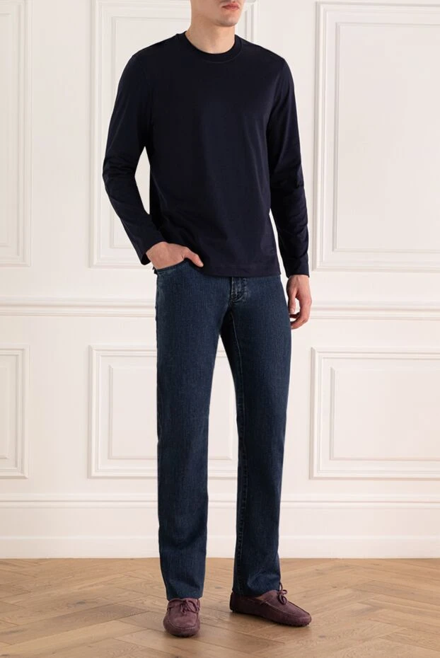 Brunello Cucinelli man long sleeve cotton blue for men купить с ценами и фото 159959 - photo 2