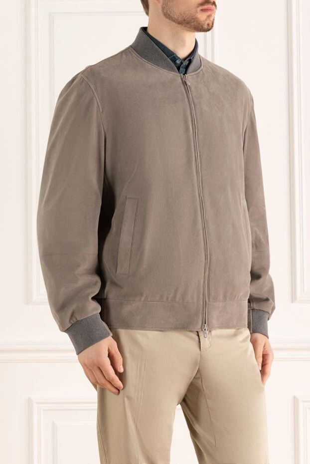 Brunello Cucinelli куртка замшевая серая мужская 159970 - фото 3