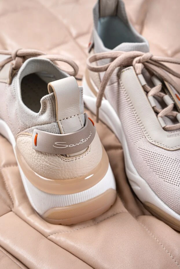 Santoni кроссовки женские с белой подошвой бежевые 160011 - фото 3