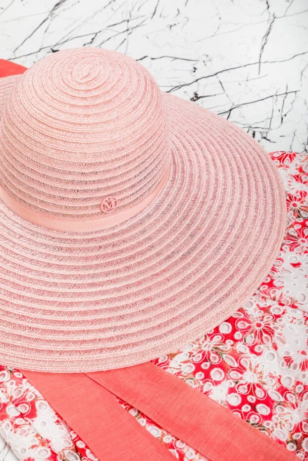 Үлкен жиектері бар қызғылт әйелдер тоқылған қалпақ - фото 2