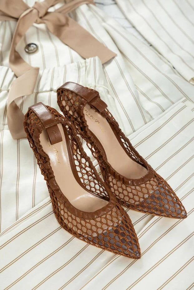 Gianvito Rossi туфли женские коричневые кожаные в сетку 160018 - фото 3