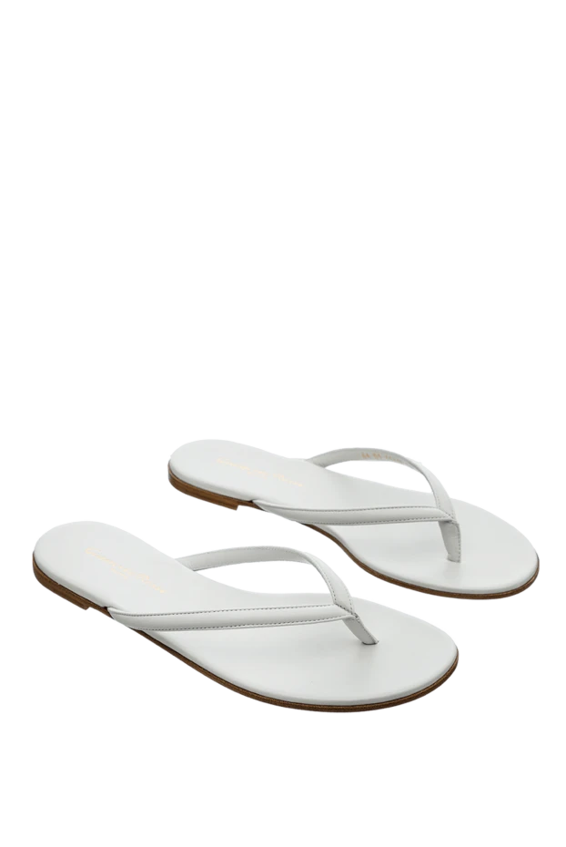 Gianvito Rossi ақ түсті әйелдердің шкірядан жасалған шльопанкі-вьетнамкалары 160020 - фото 3