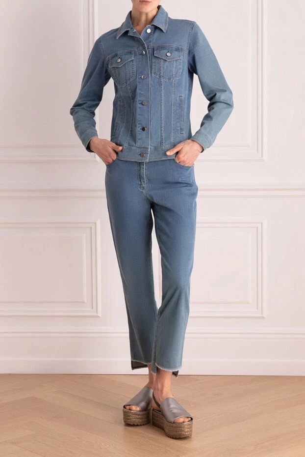 Peserico woman women's blue cotton and elastane trouser suit купить с ценами и фото 160034 - photo 2