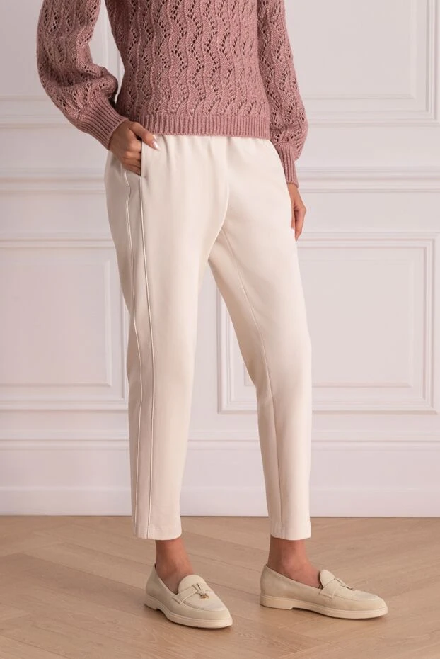 Peserico әйелдердің ақ полиамидті шалбары 160037 - фото 3