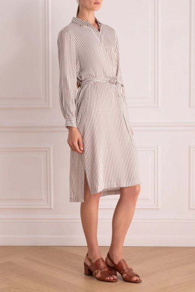 Peserico платье из вискозы и шелка бежевое женское 160041 - фото 3