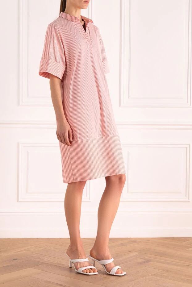 Peserico платье-рубашка прямого кроя розовое в полоску женское 160045 - фото 3