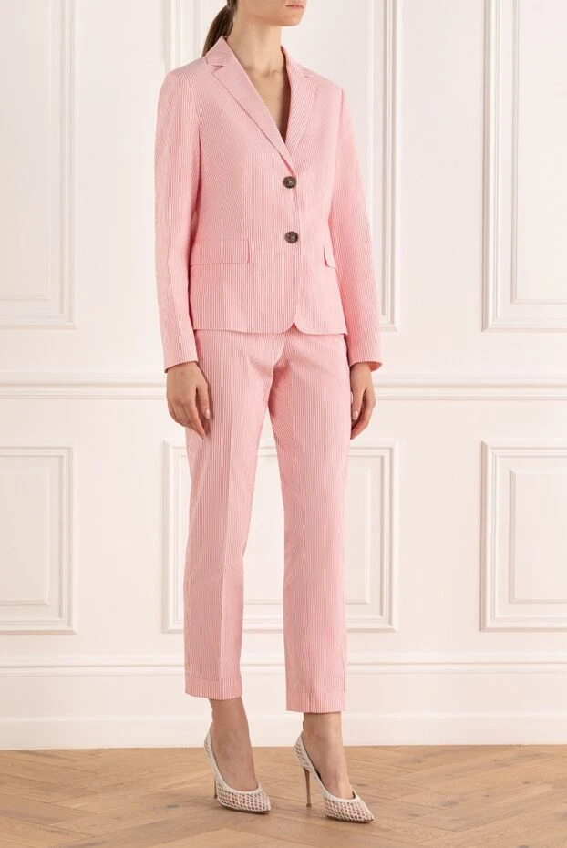 Peserico брючный костюм из хлопка и эластана розовый женский  160052 - фото 3