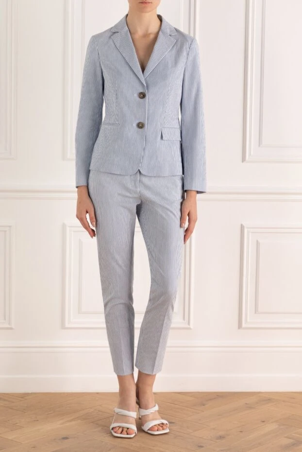 Peserico woman women's blue cotton and elastane trouser suit купить с ценами и фото 160053 - photo 2