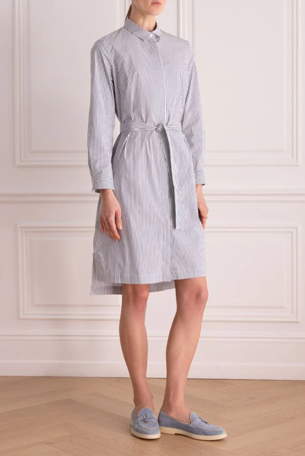Peserico платье-рубашка синее в полоску с поясом женское 160054 - фото 3