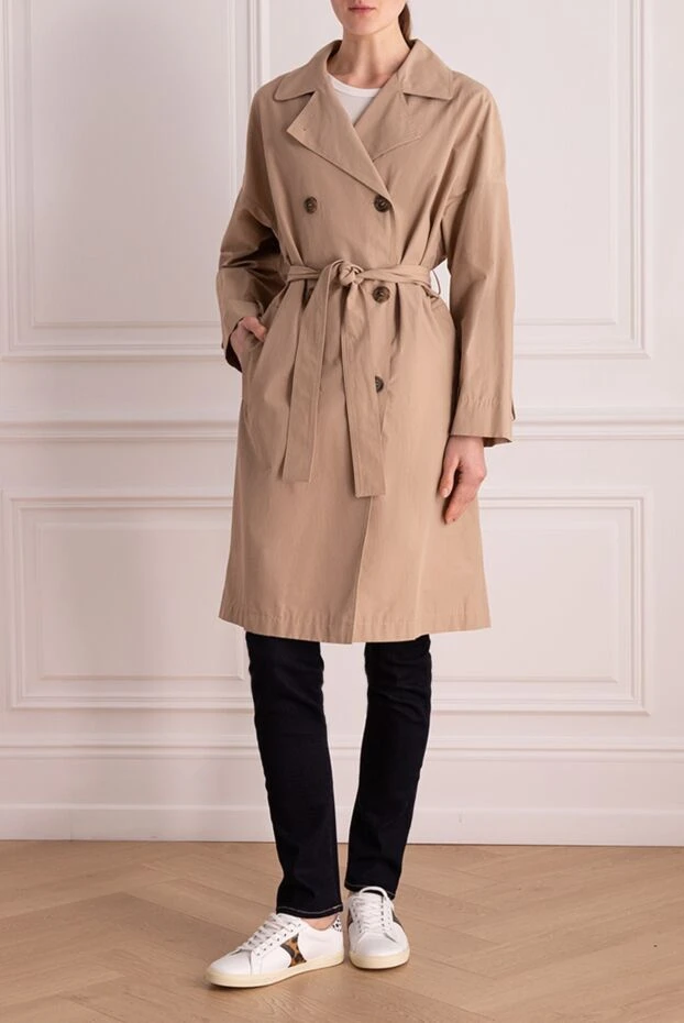 Peserico woman women's beige cotton and polyamide coat купить с ценами и фото 160056 - photo 2