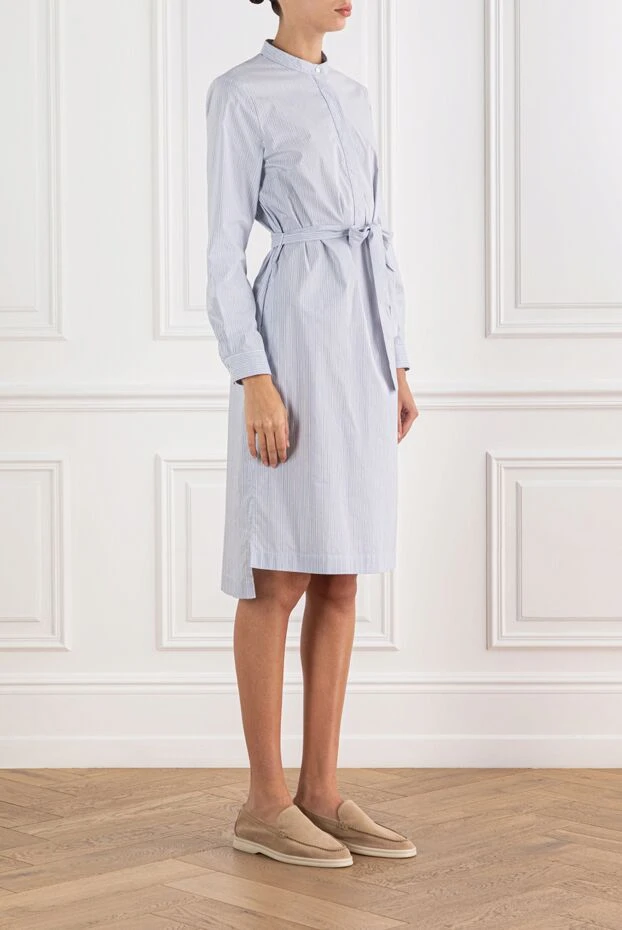 Peserico платье-рубашка голубое в полоску с поясом женское 160057 - фото 3