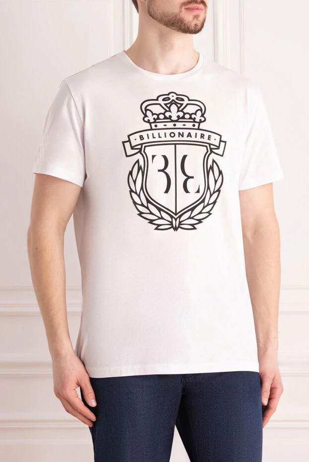 Billionaire белая футболка из хлопка с принтом в виде щита и короны
 160073 - фото 3