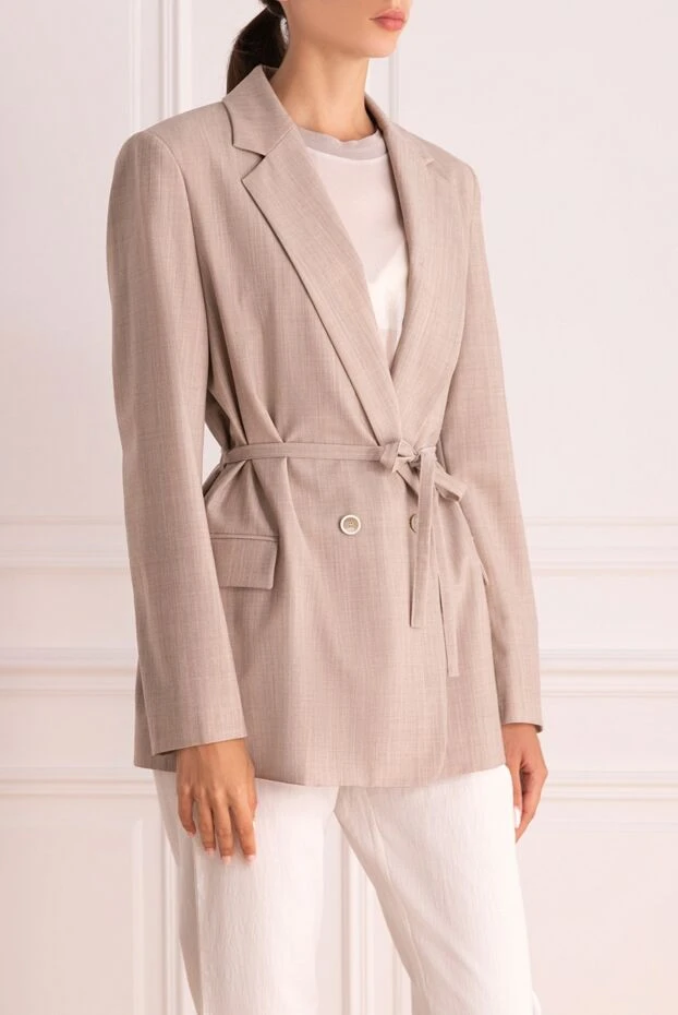 Erika Cavallini двубортный жакет из костюмной ткани с поясом на талии 160102 - фото 3