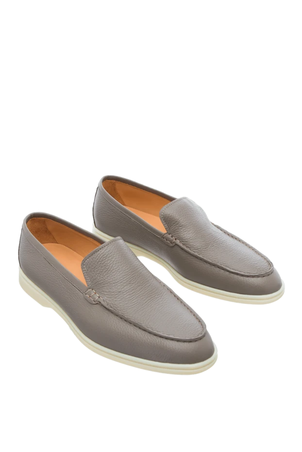 Cesare di Napoli man gray leather loafers for men купить с ценами и фото 160113 - photo 2