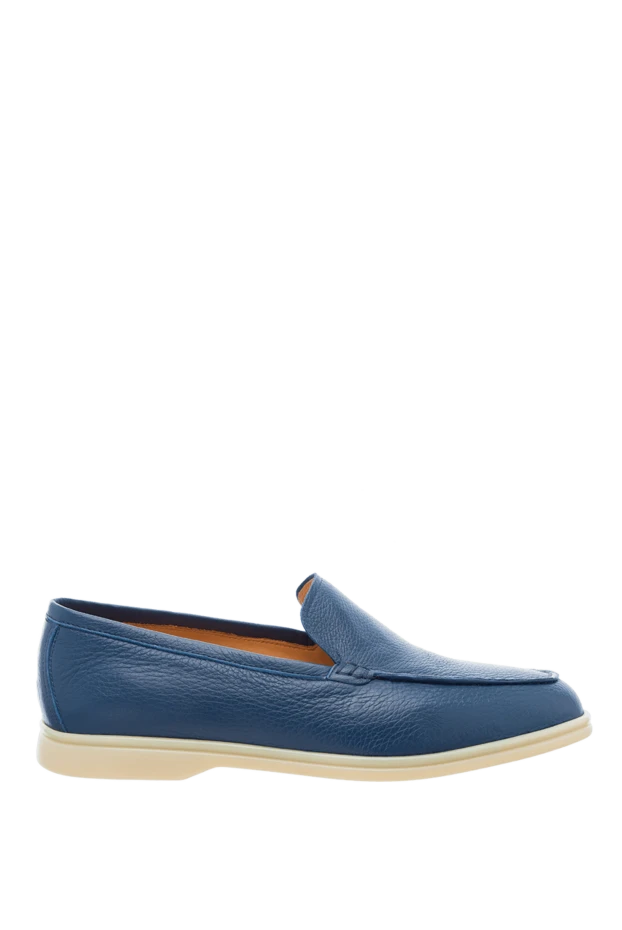 Cesare di Napoli man blue leather loafers for men купить с ценами и фото 160118 - photo 1