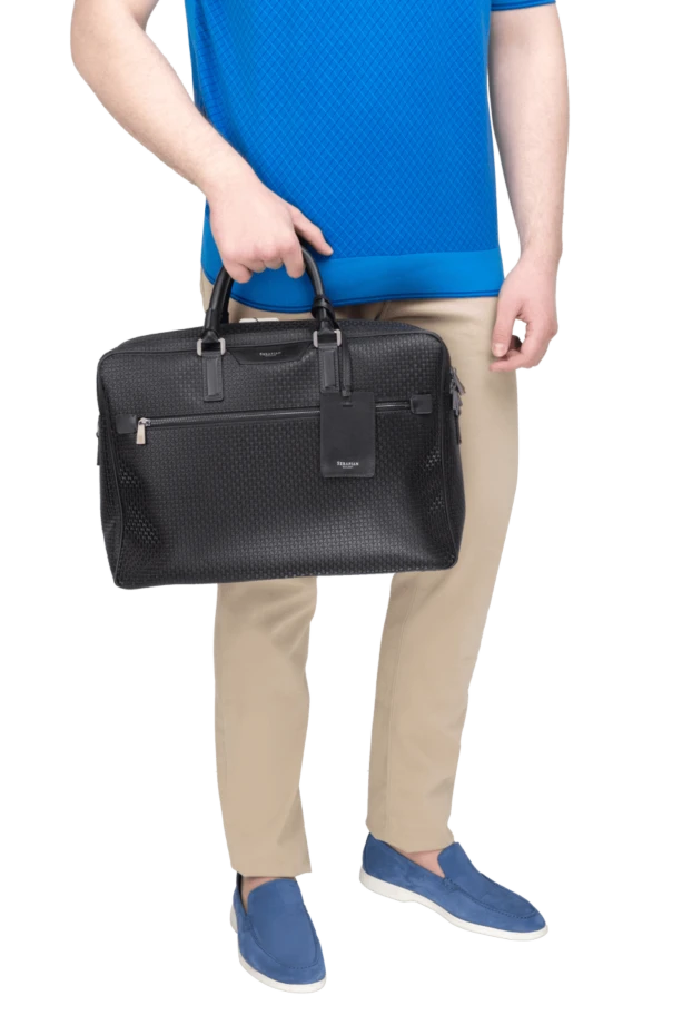 Serapian man black leather briefcase for men купить с ценами и фото 160126 - photo 2